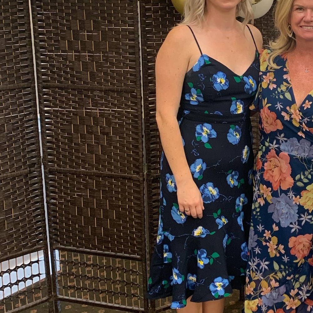 Banana Republic Petite Size 8 Navy Floral Dress